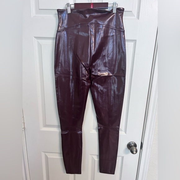 NWT SPANX, Faux Patent Leather Leggings in Ruby, Various Sizes - Picture 6 of 9